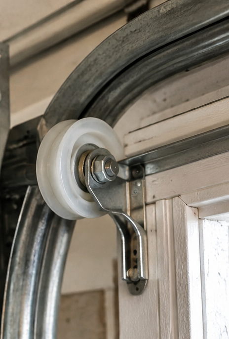 Garage door tracks hinges and replacement hardware