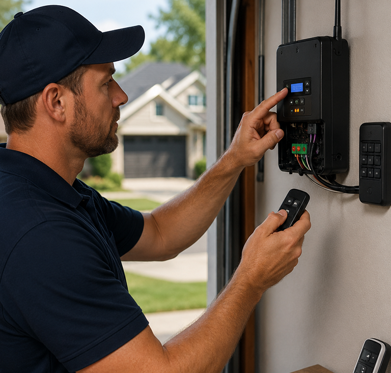 Garage door remote and wireless opener controls